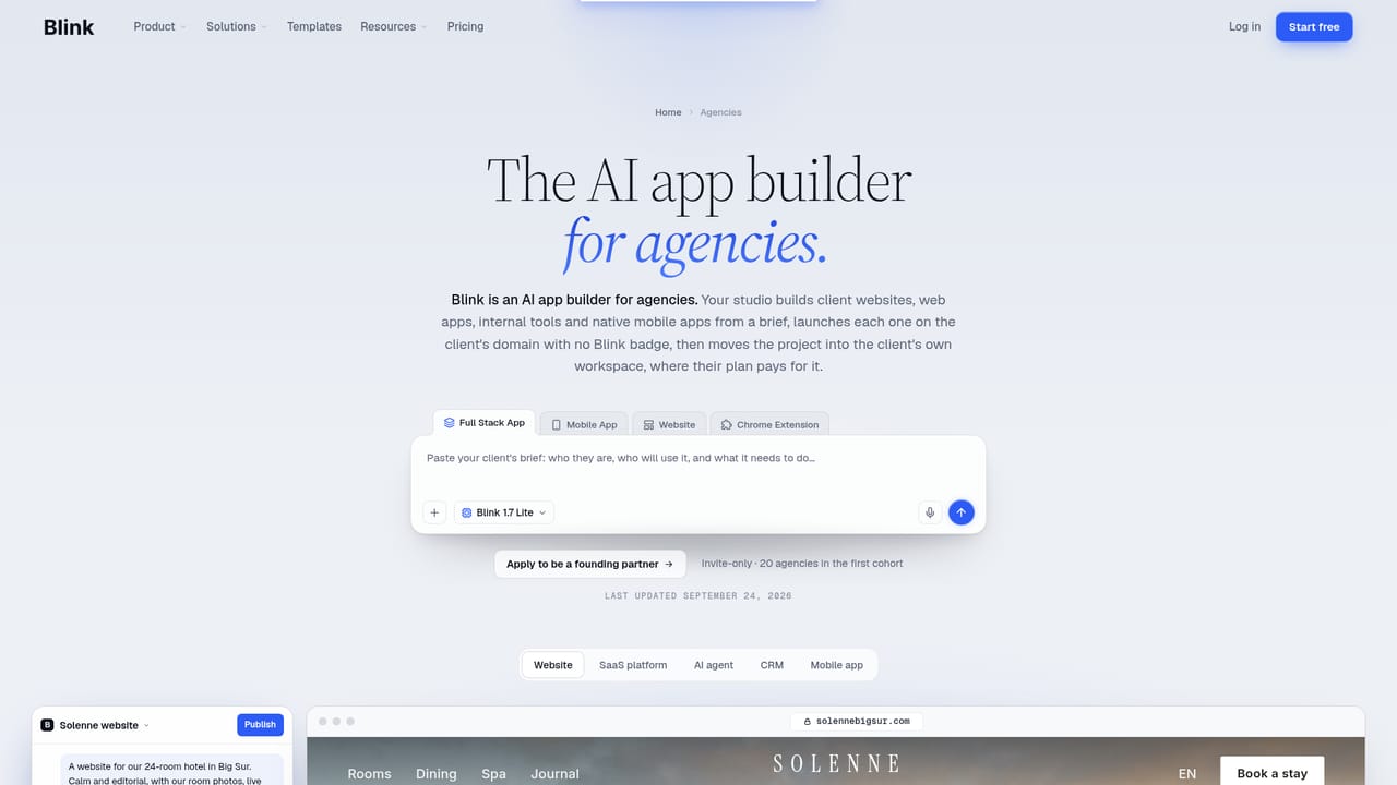 Blink.new — Explore the agency route if you build for clients