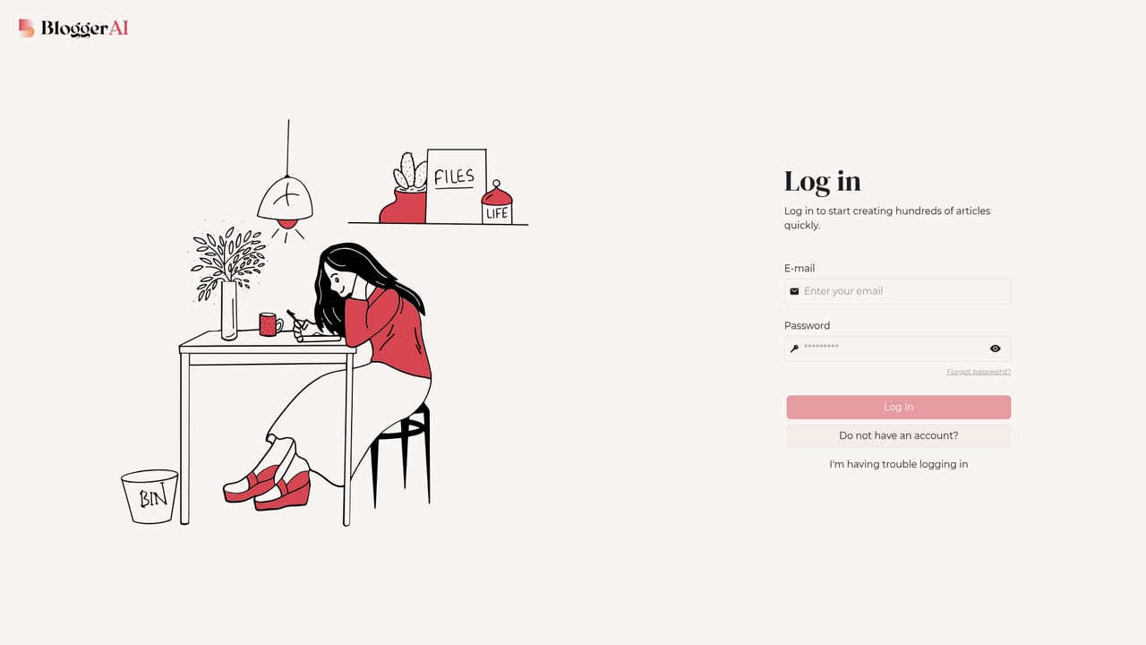 BloggerAI — Open the editor and start a free session