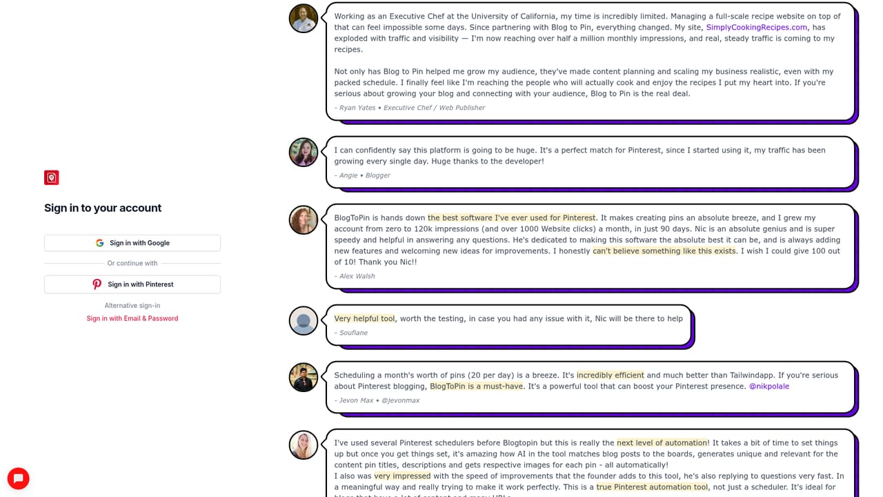 BlogToPin — Create an account