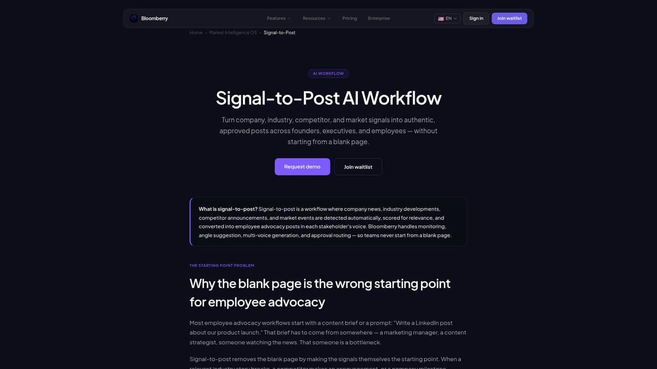 Bloomberry — Create a post from a brief or signal