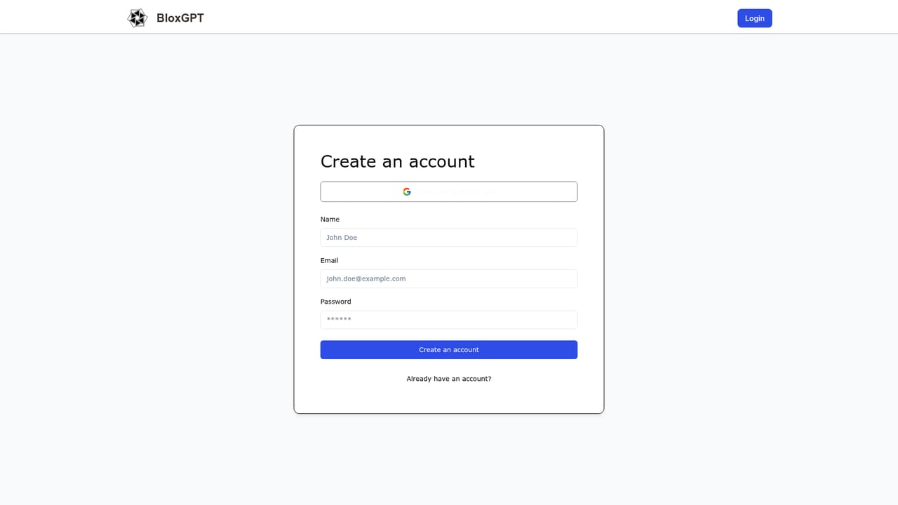 BloxGPT — Create your account