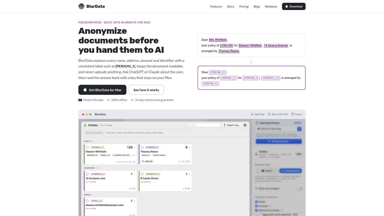 BlurData — Export the cleaned copy