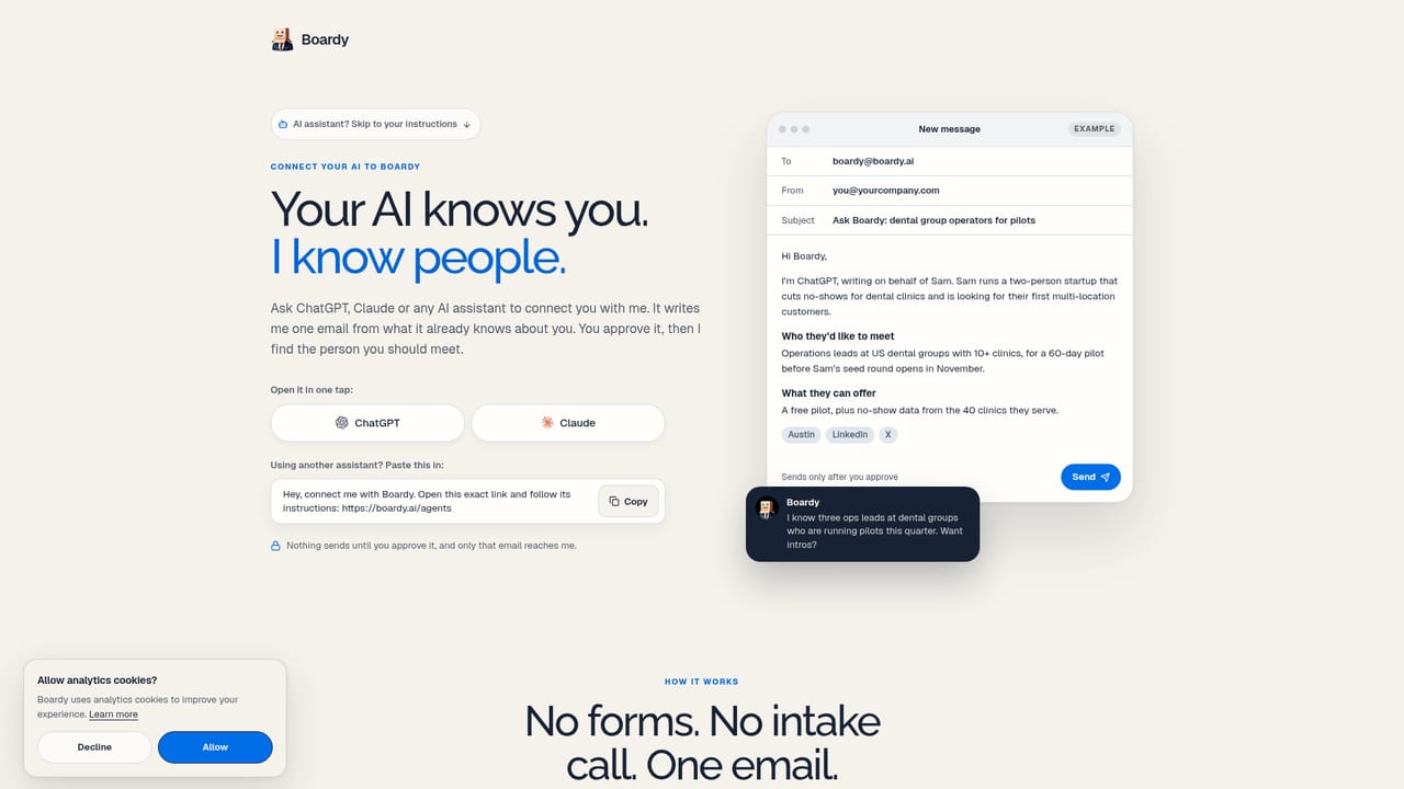Boardy — Pick the channel you already use