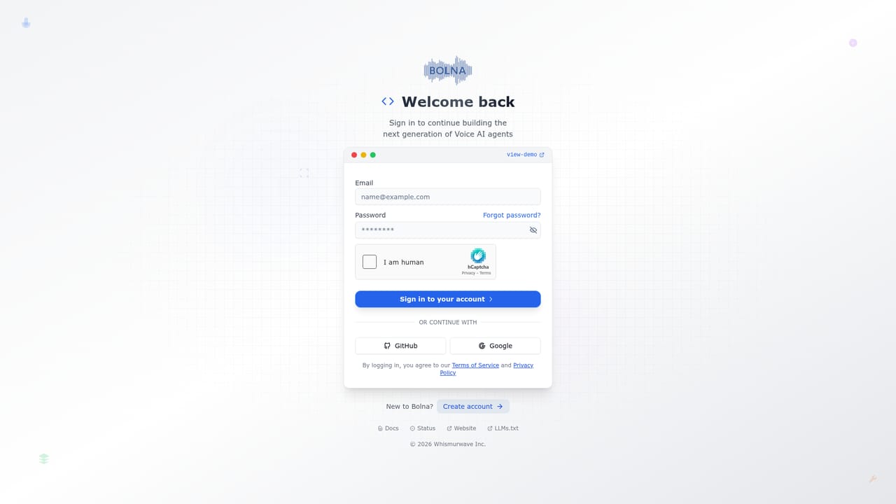 Bolna — Sign in to the platform