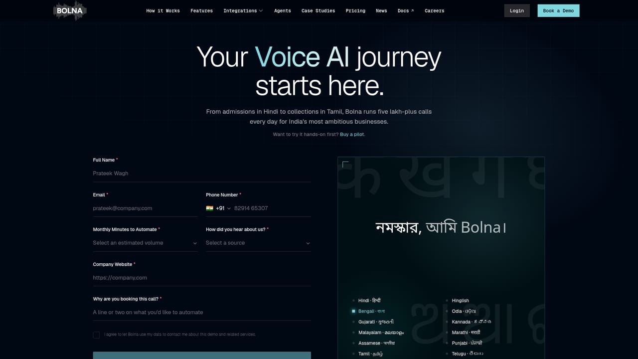 Bolna — Book a demo for enterprise needs
