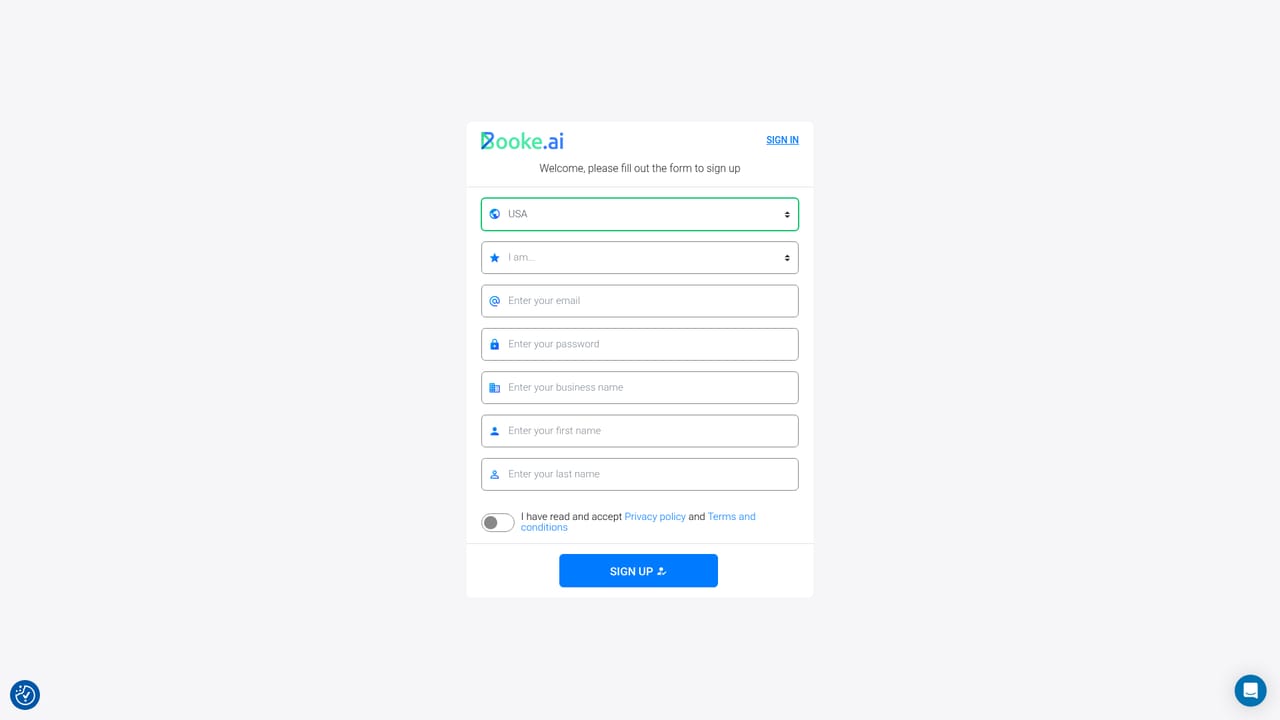 Booke AI — Sign up for a Booke AI account
