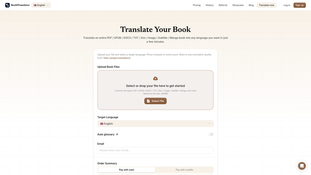 BookTranslator — Open the translator and add your file