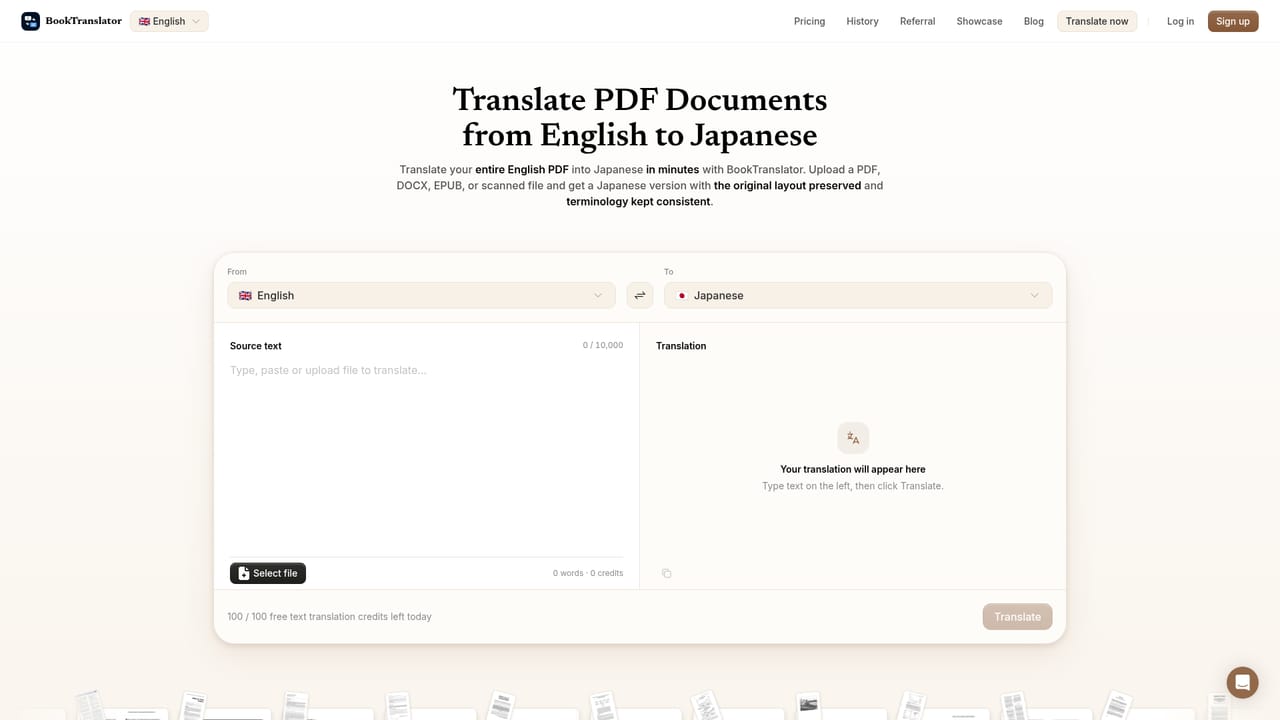 BookTranslator — Pick the target language