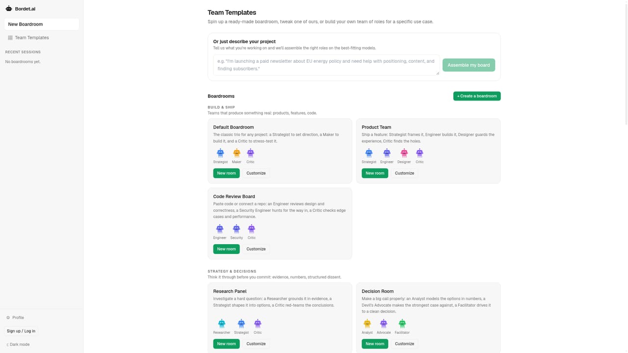 Bordet — Or start from a project template