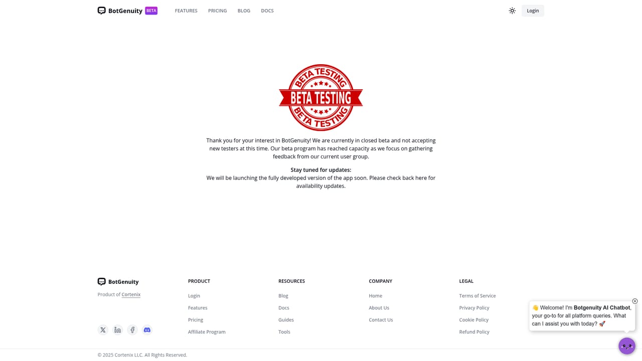 BotGenuity — Create a free account