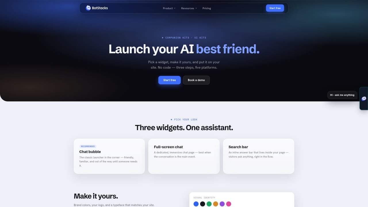 BotStacks — Install the chat widget on your site