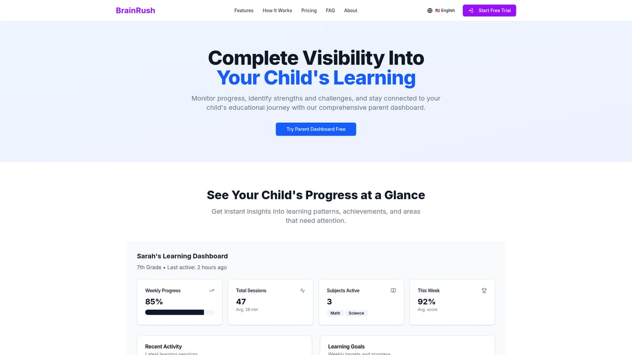 BrainRush AI — Set up parent monitoring