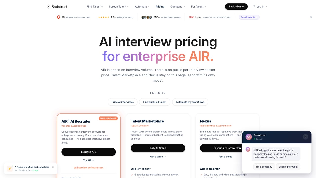 Braintrust AIR — Check platform pricing