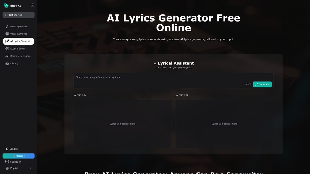 Brev AI — Write or refine lyrics