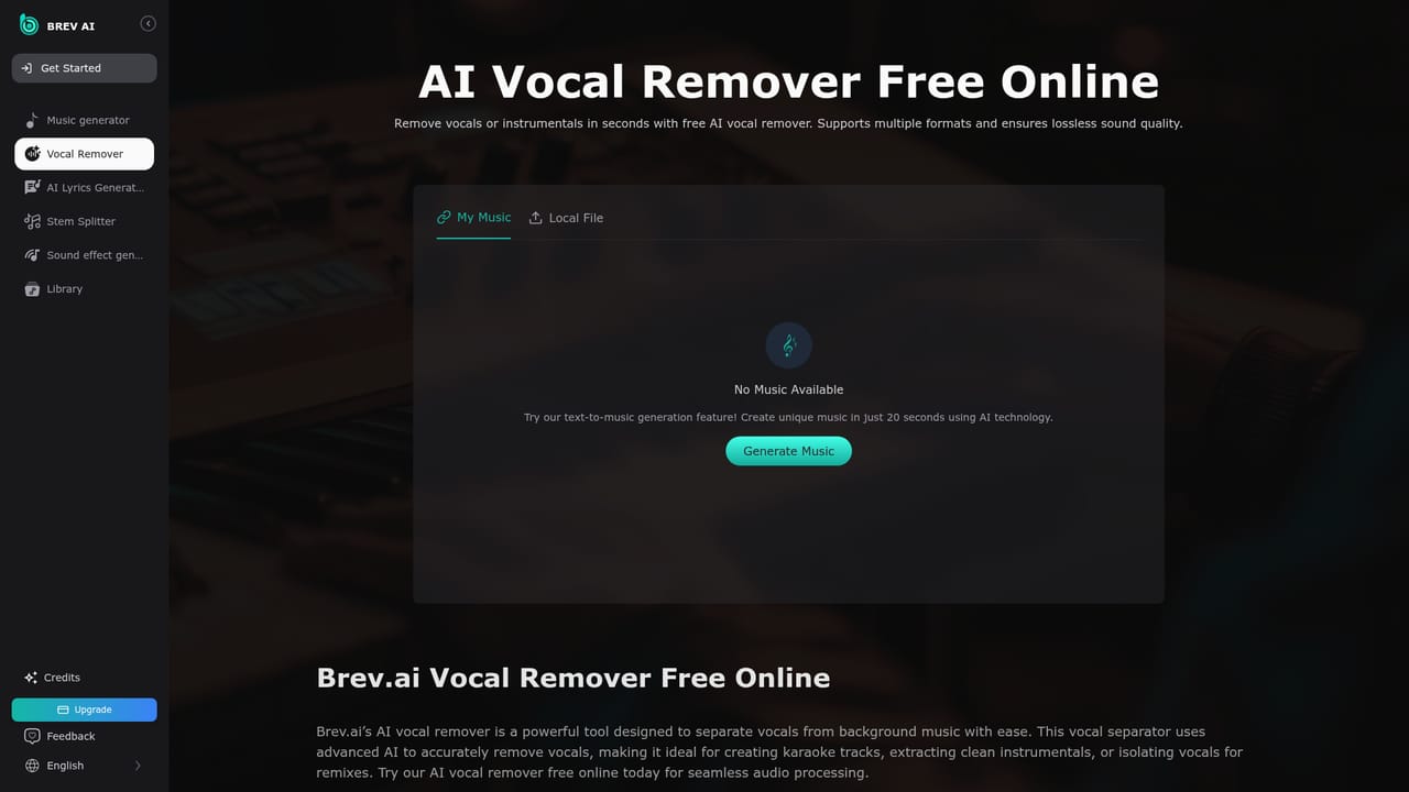 Brev AI — Isolate vocals or instrumentals