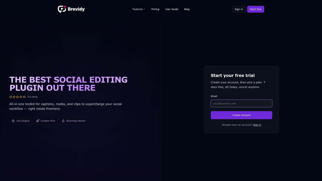 Brevidy — Create an account and confirm your email