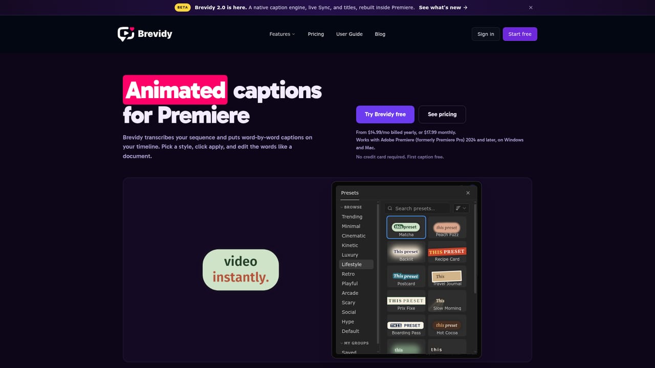 Brevidy — Transcribe and style captions