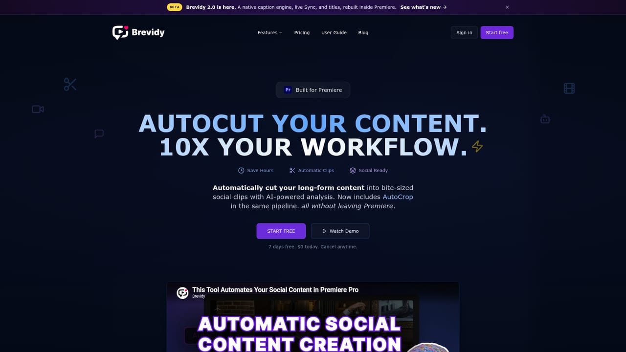 Brevidy — Generate social clips with AutoCut