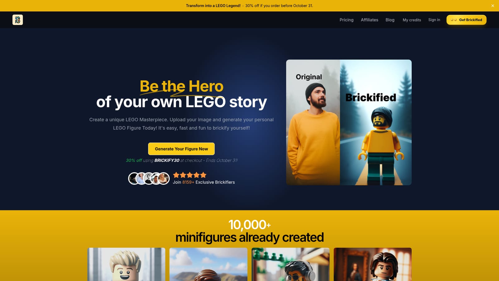 BrickifyMe — Open the generator and upload a photo