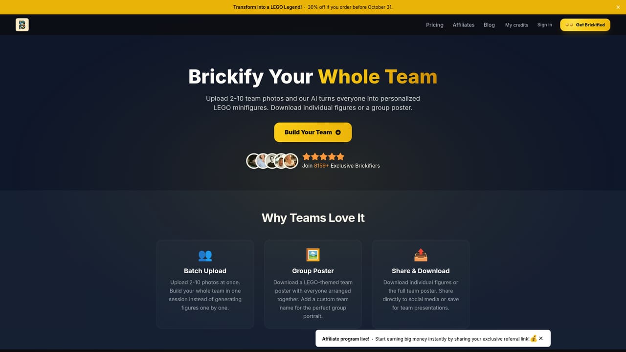 BrickifyMe — Build a set for a team or event