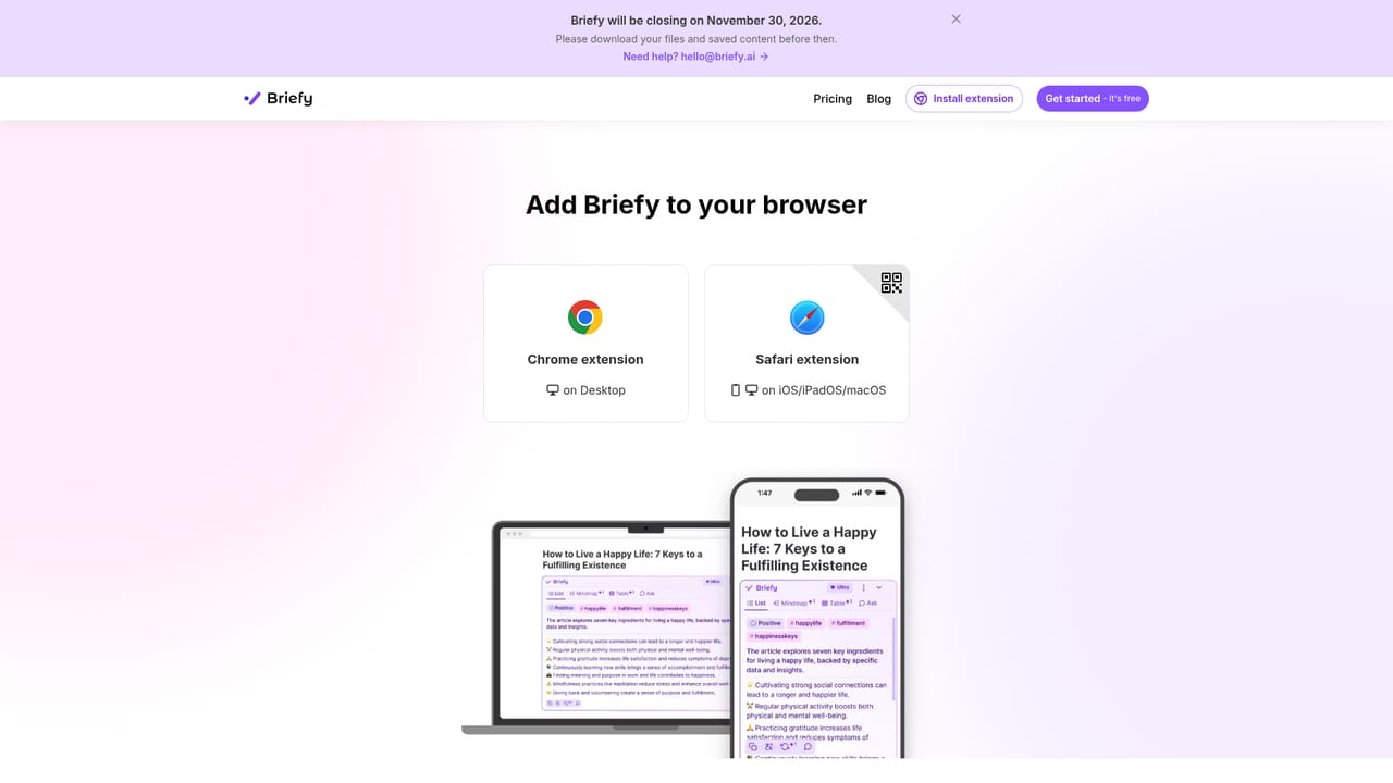 BriefyAI — Install the extension or app