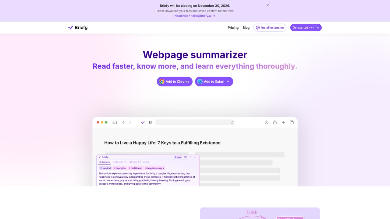 BriefyAI — Summarize your first page