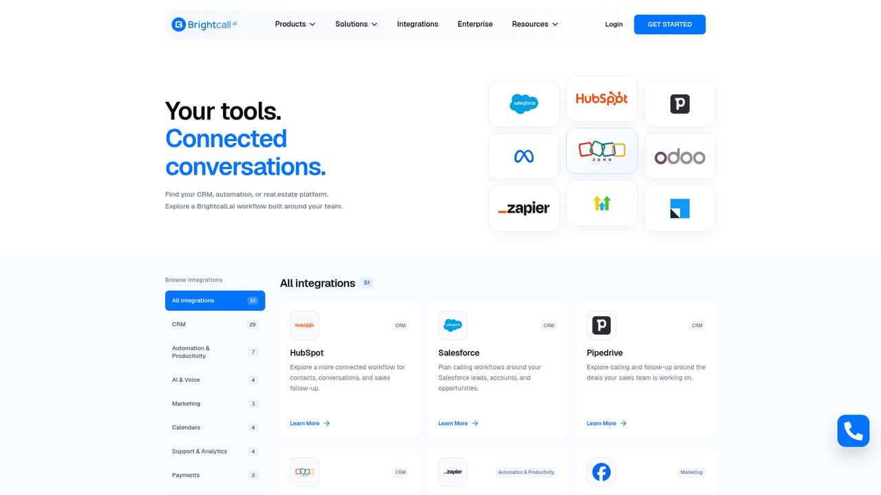 Brightcall.AI — Set up calendar booking and CRM sync