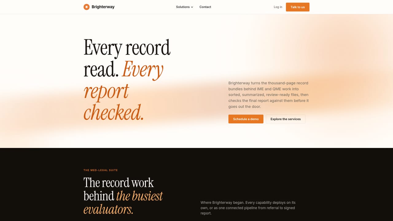 Brighterway — Check the medical examiner record review product