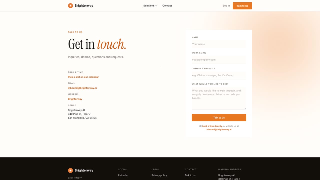Brighterway — Book a demo on your own files