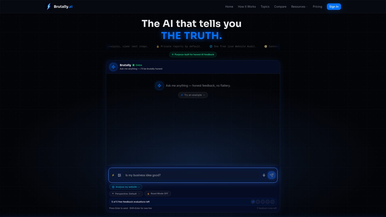 Brutally.ai — Open the tool and pick a starting point