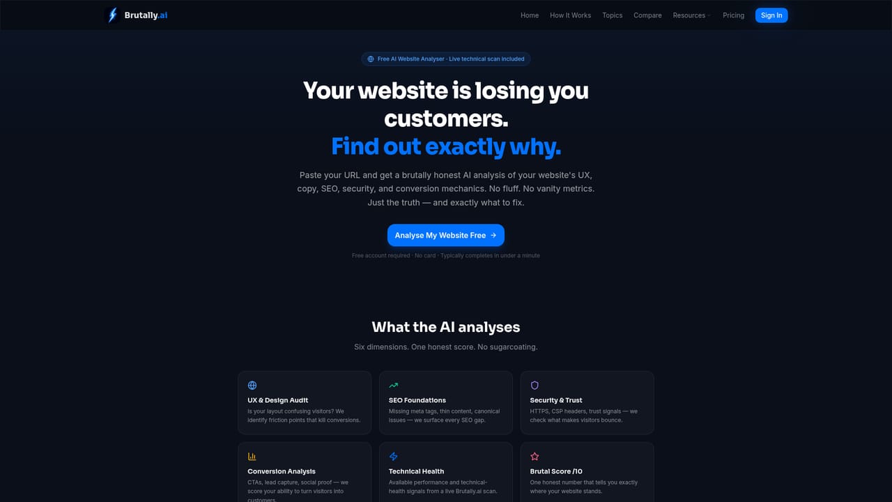 Brutally.ai — Run the free website audit