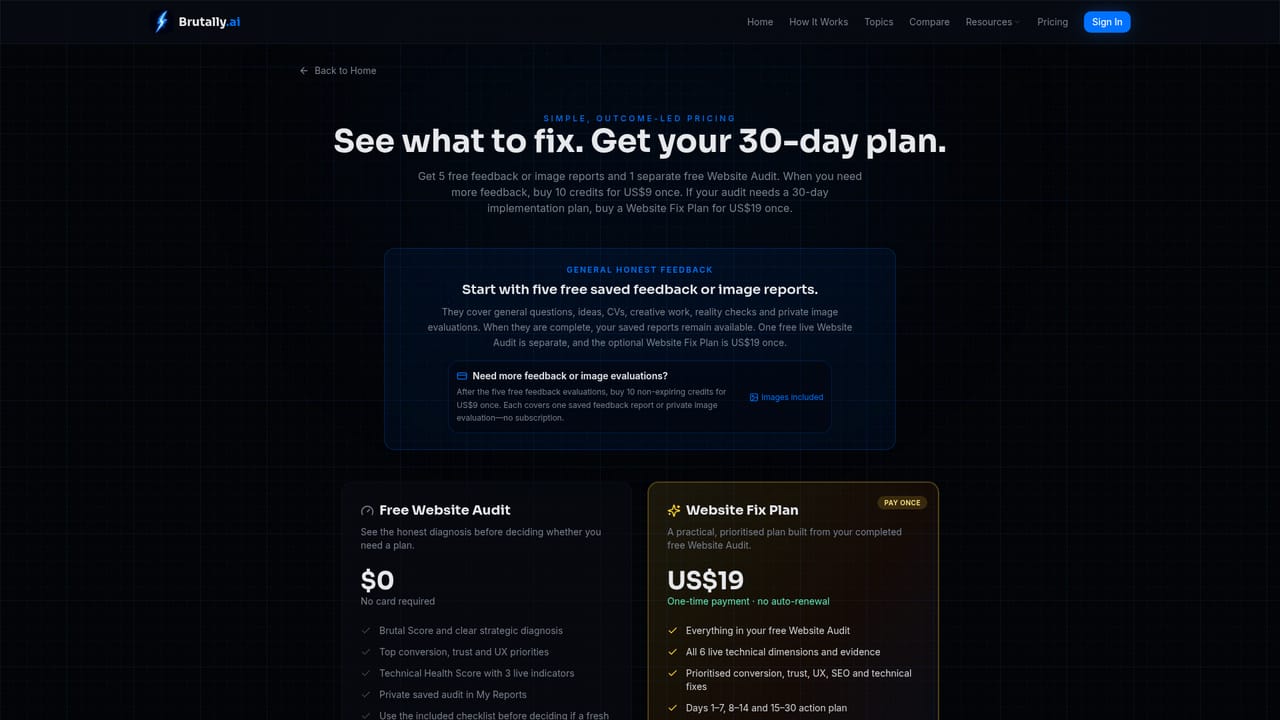 Brutally.ai — Upgrade to the fix plan if needed