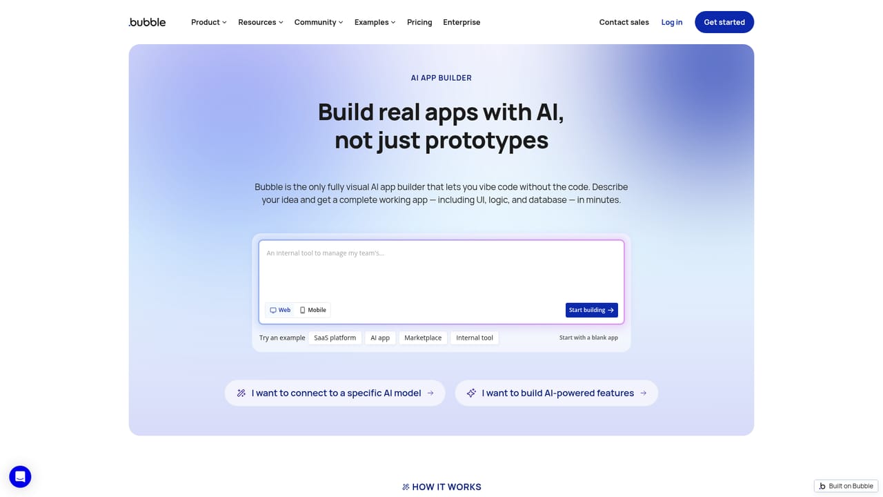 Bubble — Start from a prompt or a blank app
