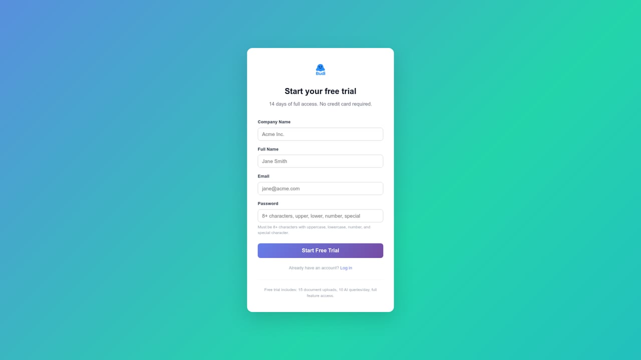 Budi AI — Request access or start the trial