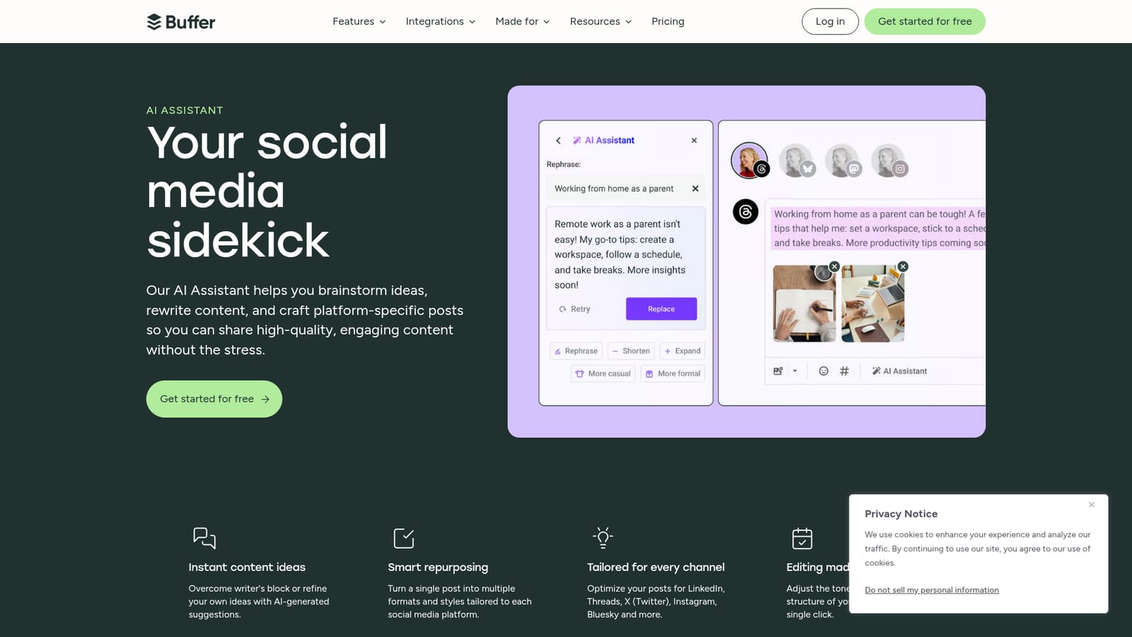 Buffer AI assistant — Create a free Buffer account