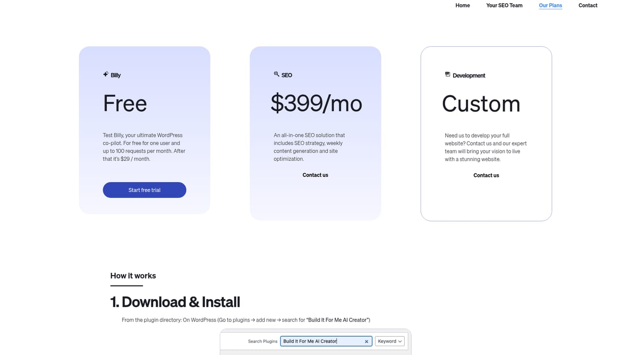 Build It For Me — Compare the plans