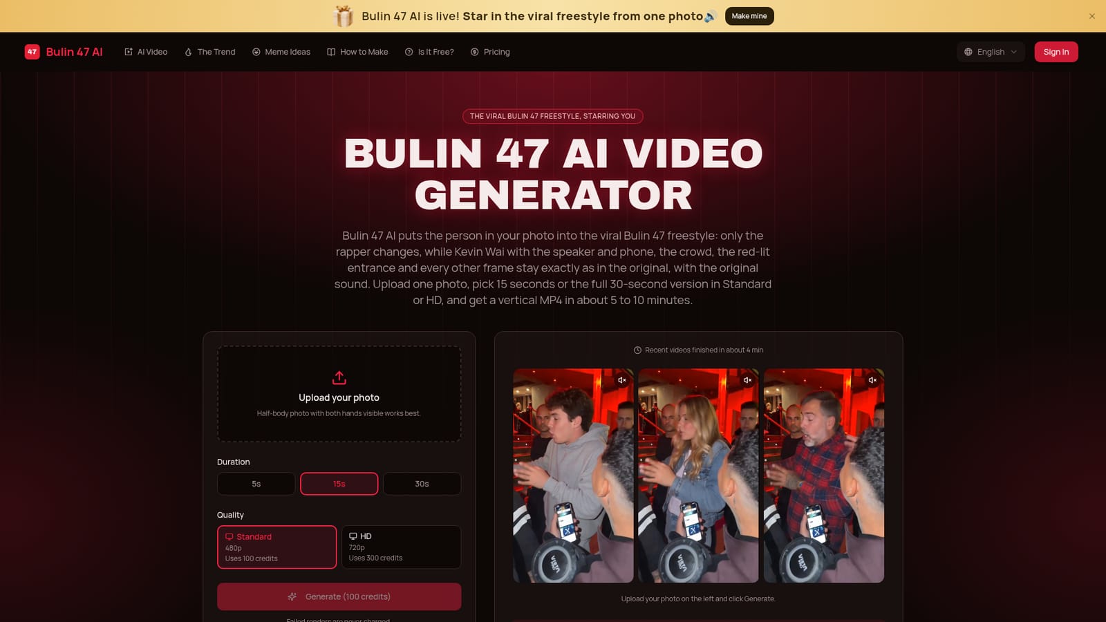 Bulin 47 AI — Upload it in the generator