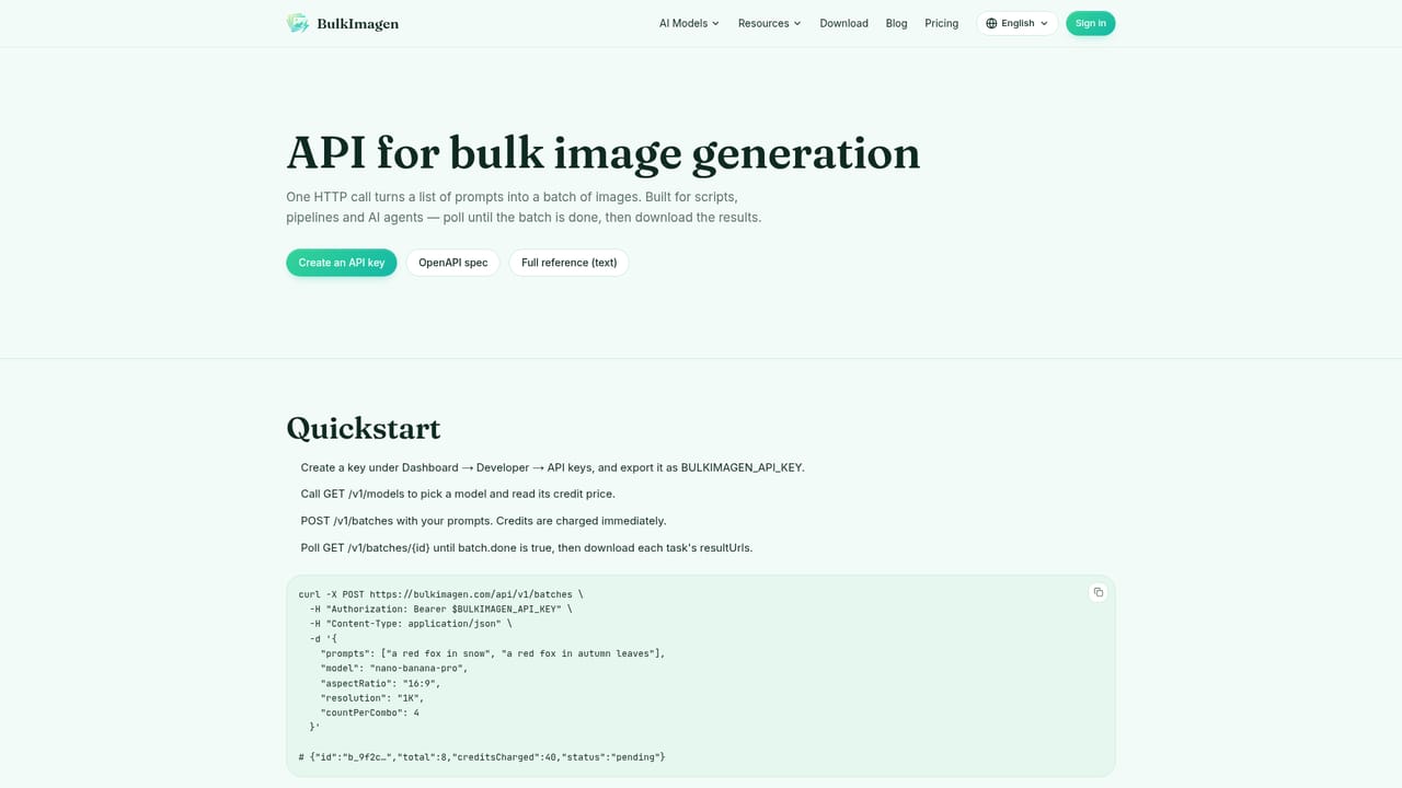 BulkImagen — Automate the same batches via API