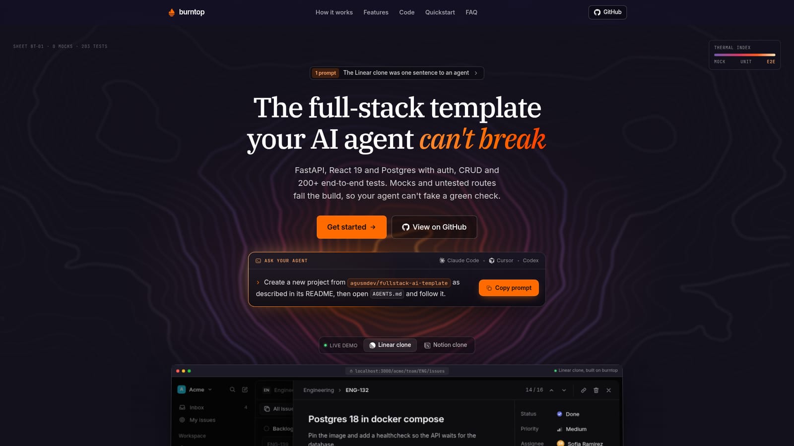 burntop — Copy the agent prompt and hand it to your agent