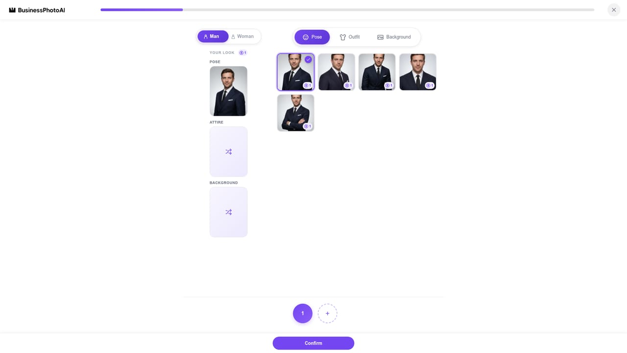 Business Photo AI — Open the studio and start a set