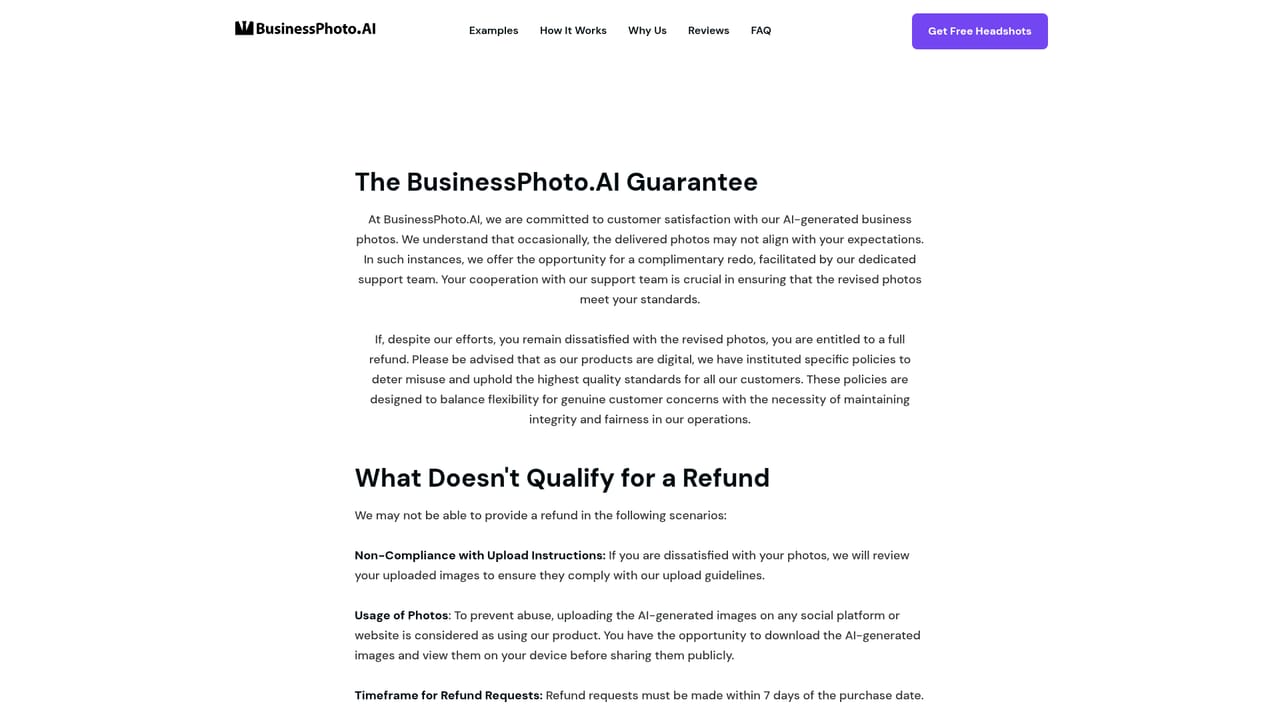 Business Photo AI — Check the refund terms