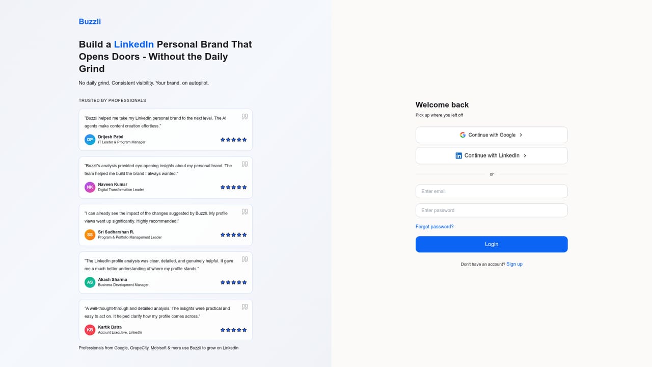 Buzzli — Create your free account and collect 750 credits