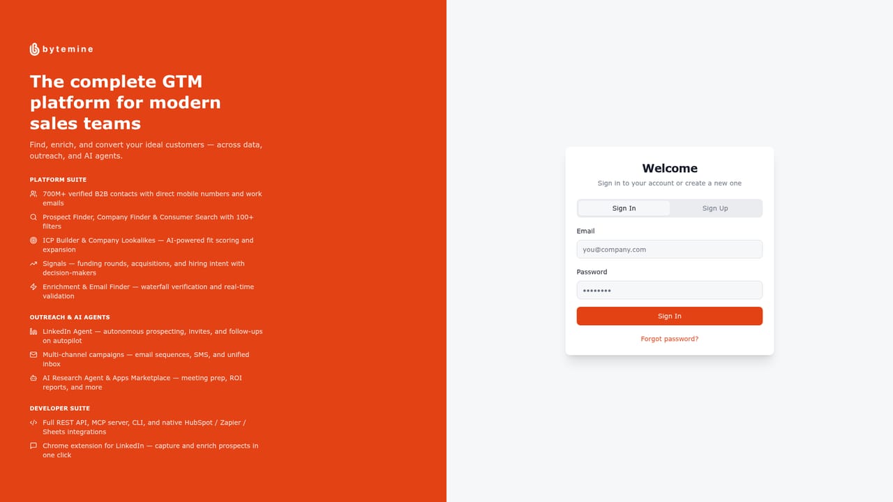 Bytemine — Create a free Bytemine account