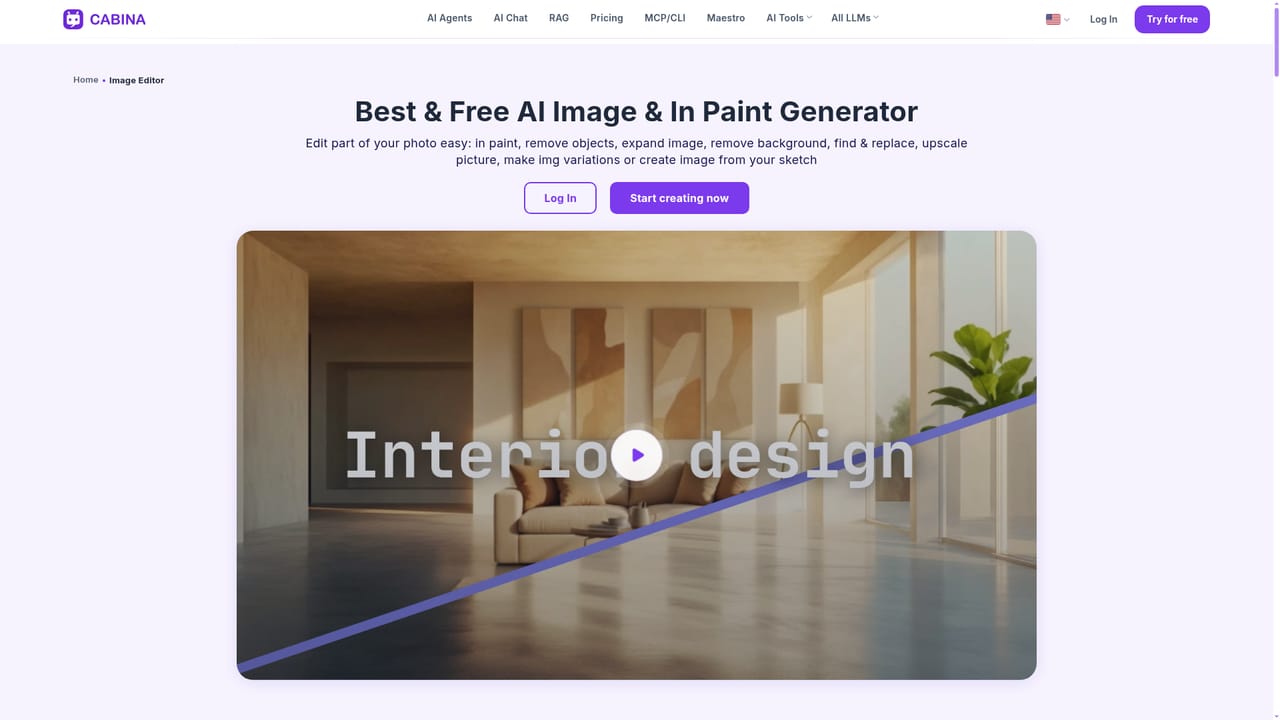 Cabina.AI — Edit images in the built in editor
