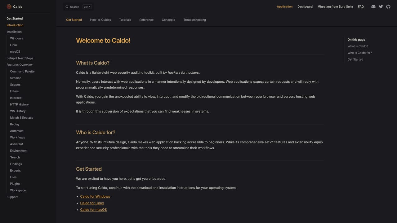 Caido — Work through the quickstart
