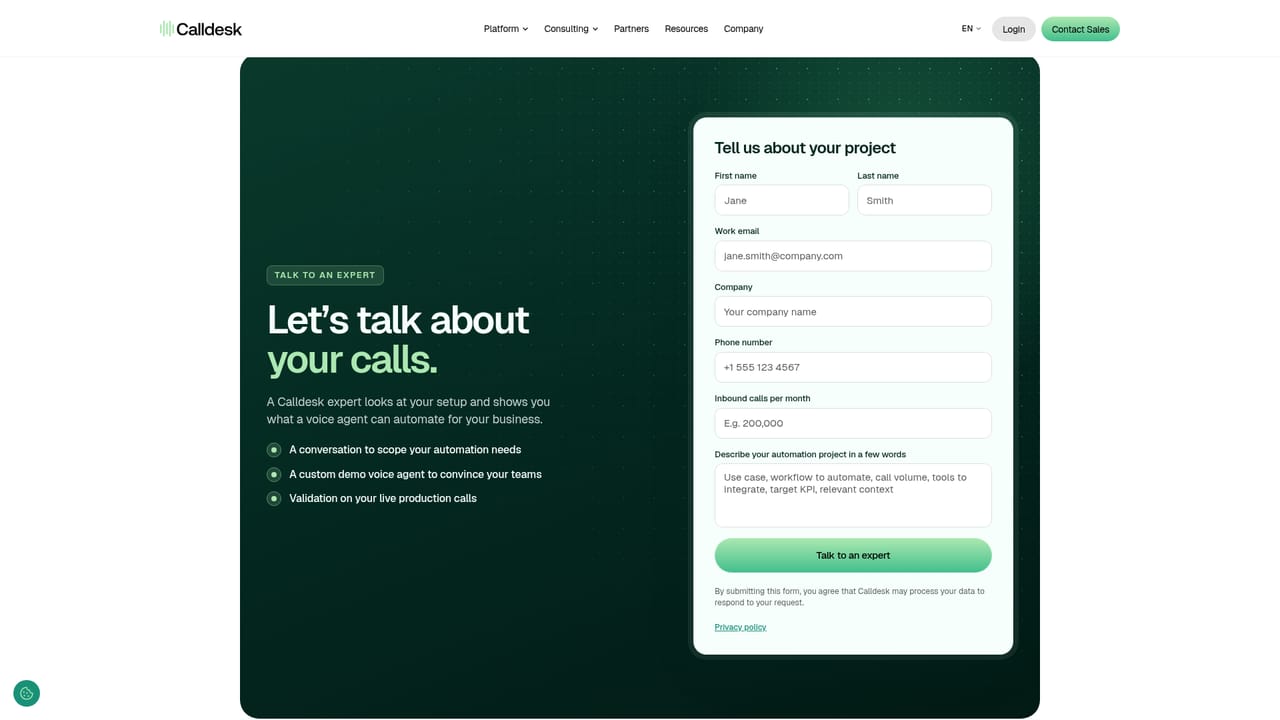 Calldesk — Talk to the team