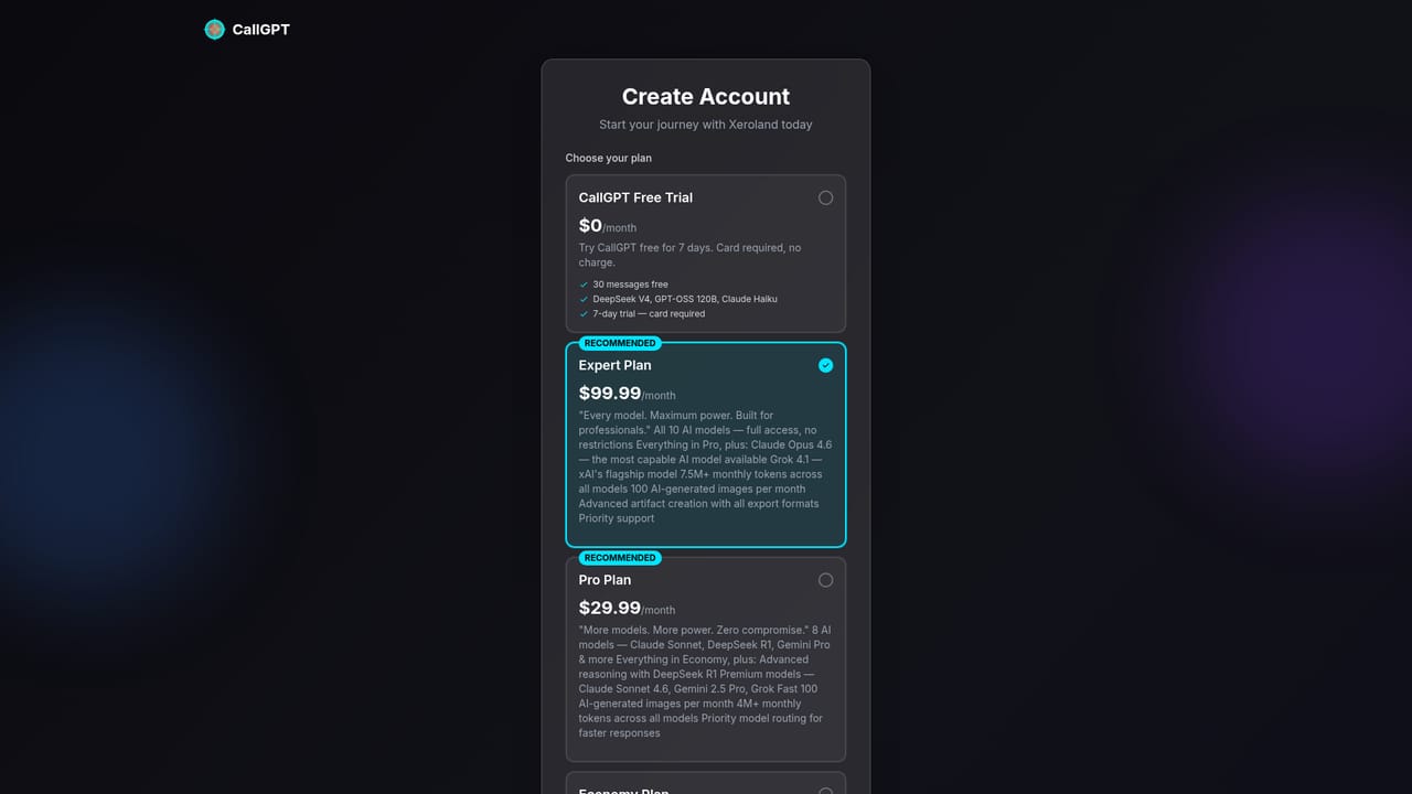 CallGPT 6X — Create an account and start the trial