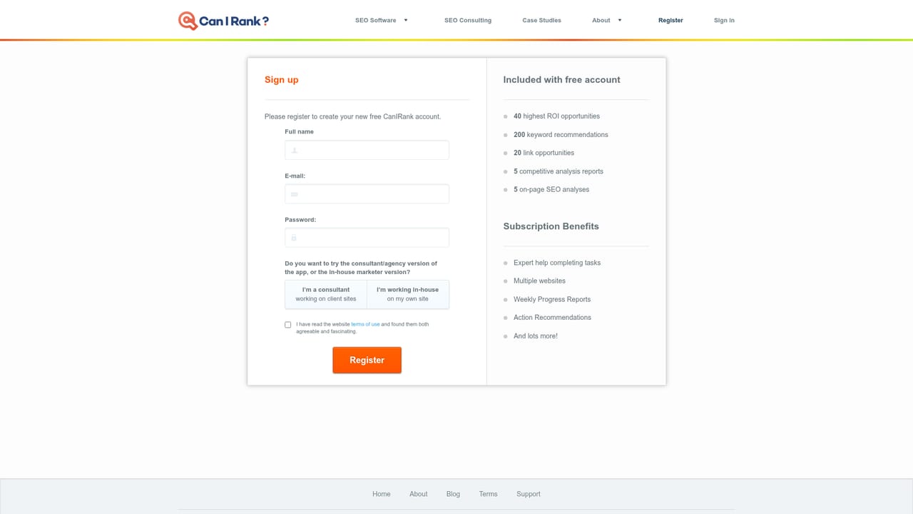 Canirank — Create a free account