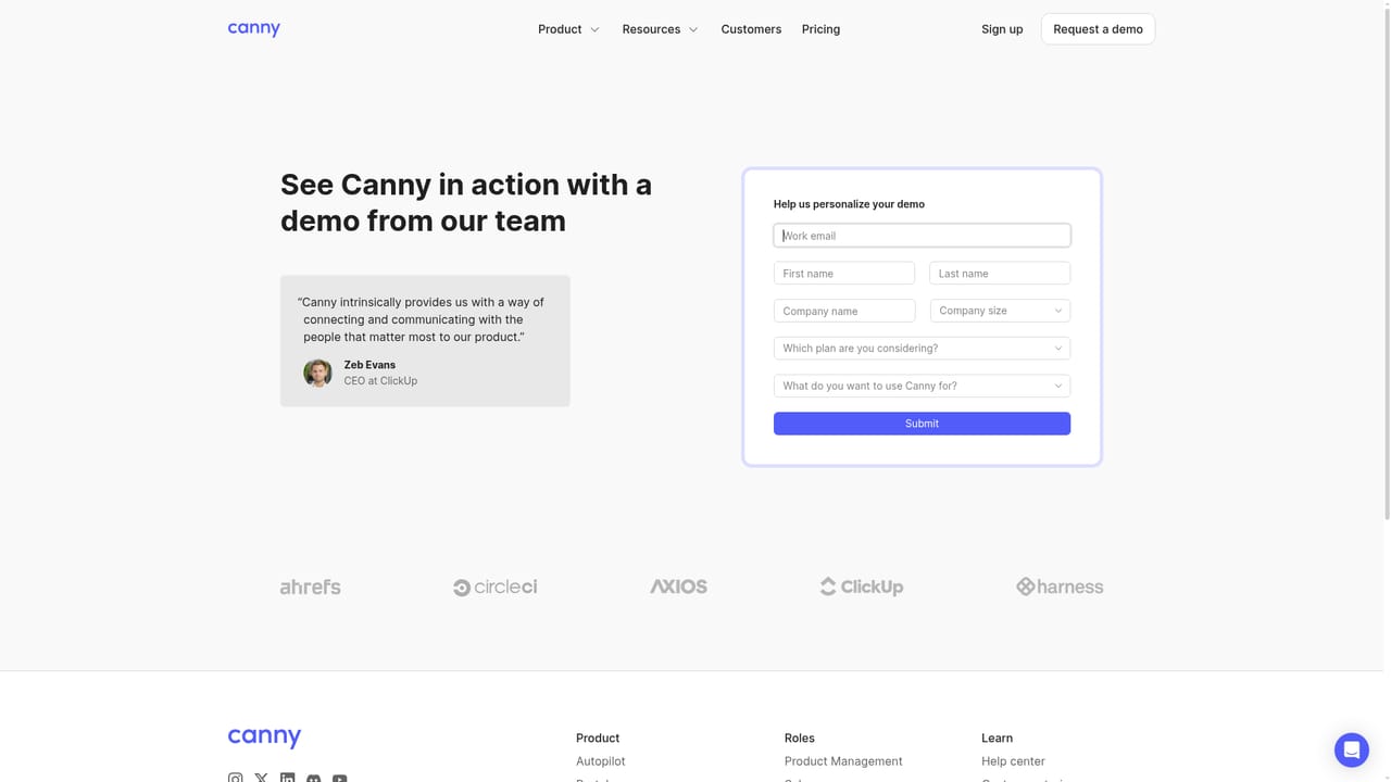 Canny — Book a walkthrough or open a free account