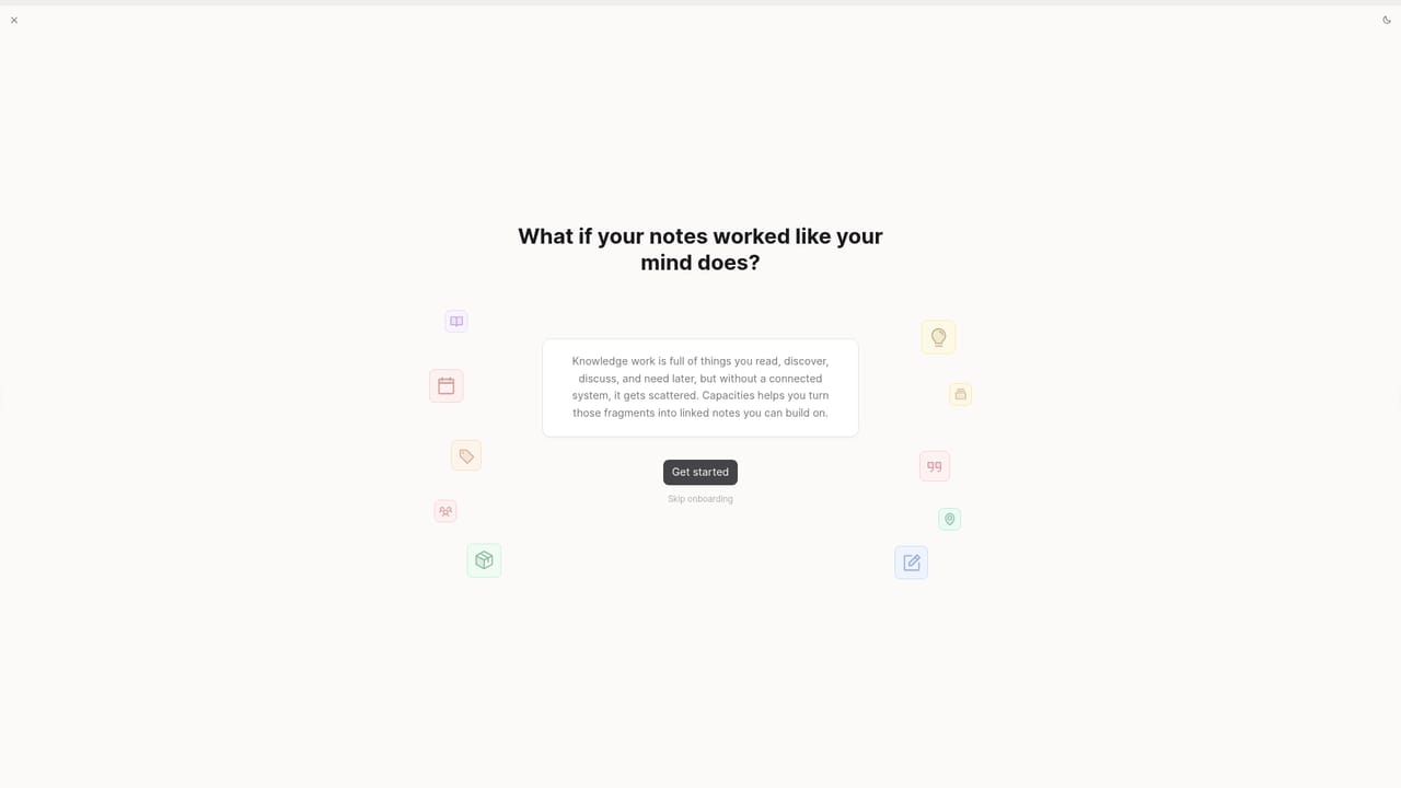 Capacities — Create your account and open the app